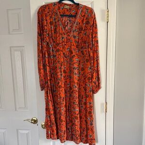 Superdry Orange Floral Long Sleeve Dress
